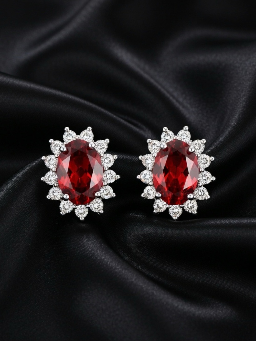 White Gold plated Sterling Silver Gemstone/Birthstone stud earrings